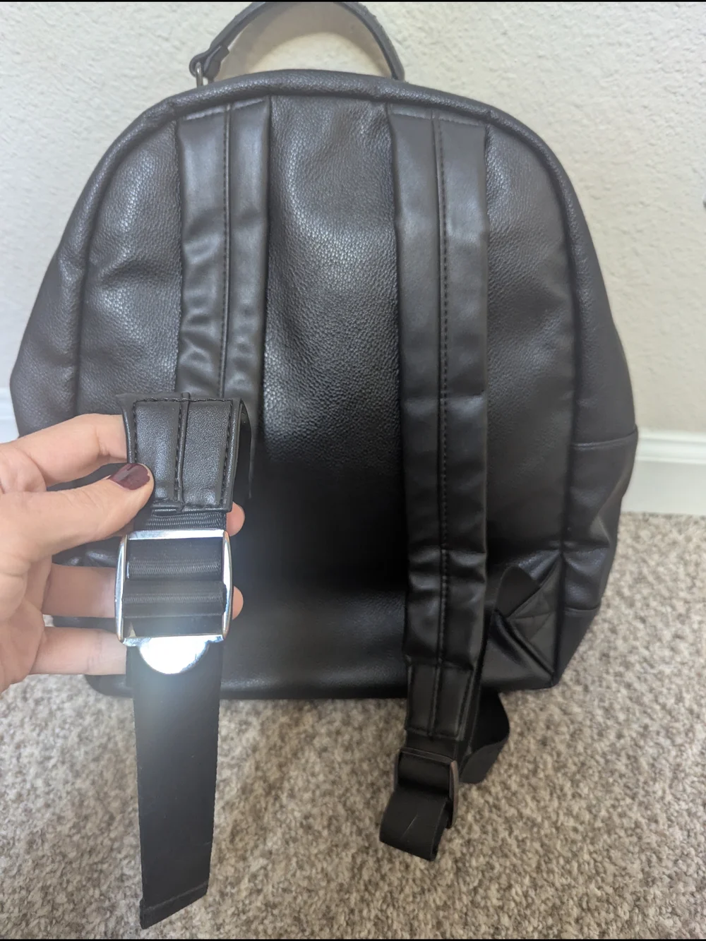 GUESS Black Leather Backpack